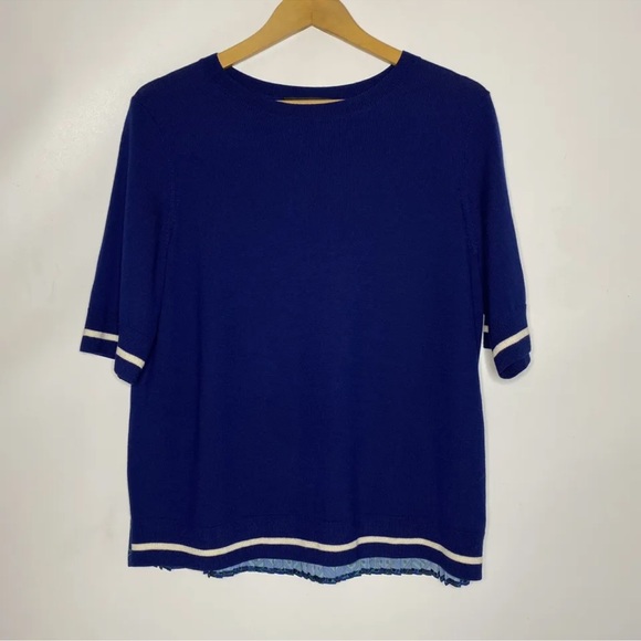 St. John Tops - St John Navy Blue Wool Polyster Womens Blouse Size M